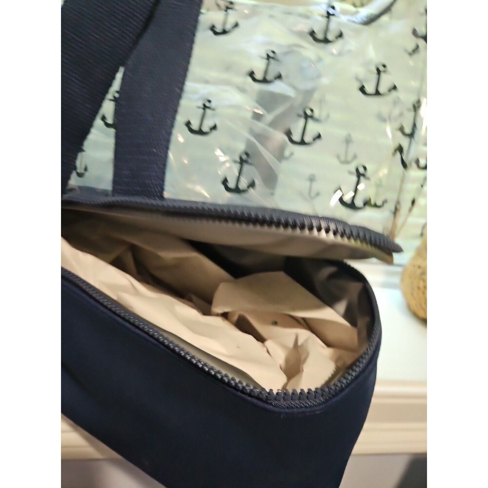 Nautical Anchors Navy Blue Tote with Elevated Zip Bottom Cooler NWTs - Picture 6 of 6